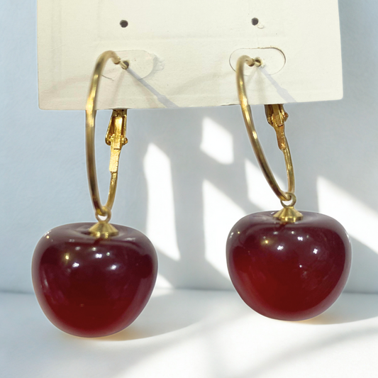 Fun Cherry Hoop Earrings