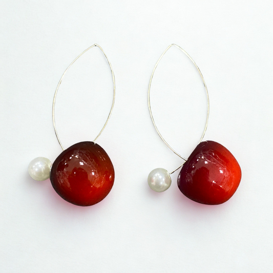 Cherry Drop Earrings with Pearls