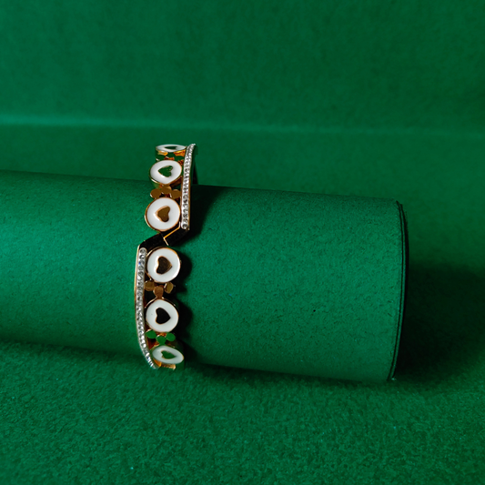 Zariva Anti-Tarnish Chic Gold Heart Enamel Bangle Bracelet