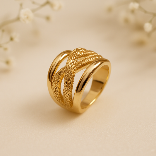 Zariva Anti-Tarnish Braided Luxe Adjustable Ring for Women