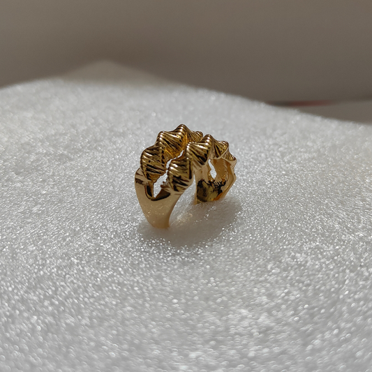 Zariva Anti-Tarnish Golden Rope Twist Adjustable Ring for Women