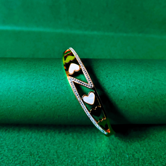Zariva Anti-Tarnish Elegant Heart Motif Gold Bangle Bracelet