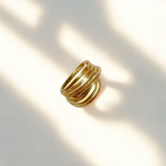 Zariva Anti-Tarnish Golden Rope Twist Adjustable Ring for Women