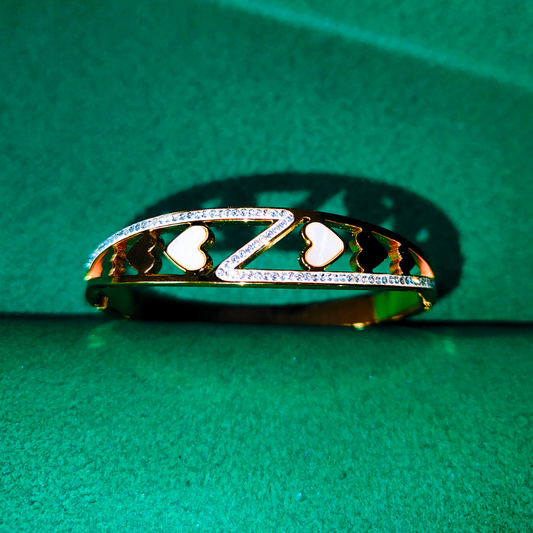 Zariva Anti-Tarnish Elegant Heart Motif Gold Bangle Bracelet