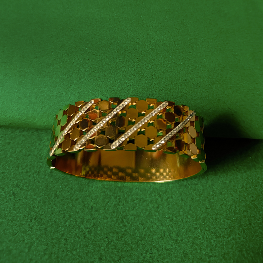 Zariva Anti-Tarnish Contemporary Hexagon Gold Bangle Bracelet