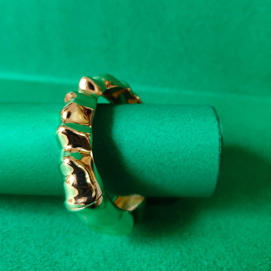 Zariva Anti-Tarnish Bold Molten Gold Wave Bangle Bracelet