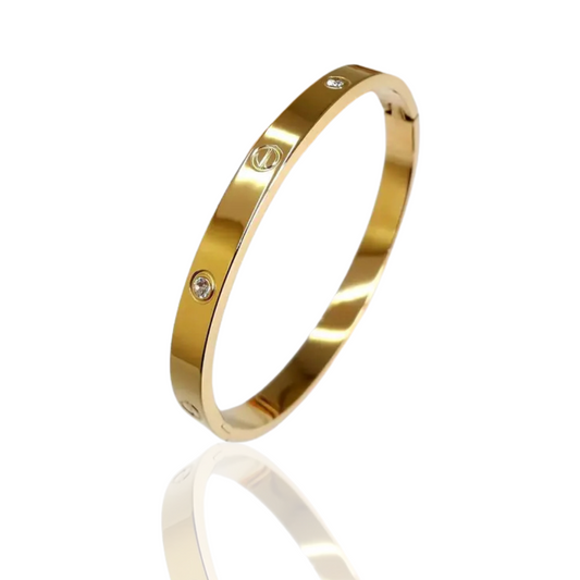 Zariva Anti-Tarnish Classic Gold Screw Motif Bangle Bracelet