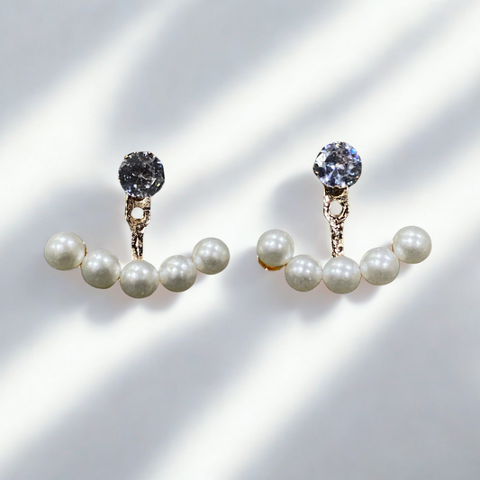 Zariva  Crystal Pearl Arc Studs