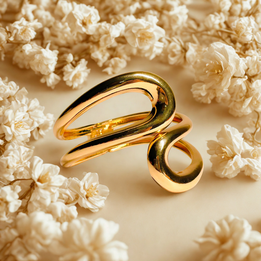 Zariva Anti-Tarnish Hollow Frosted Open Ring