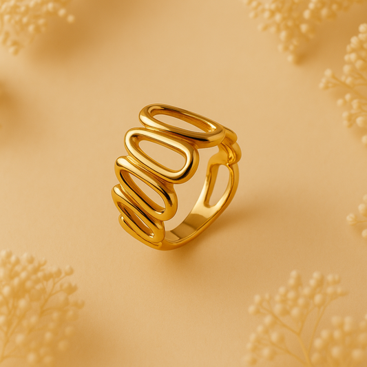 Zariva Anti-Tarnish Spiral Wave Band Adjustable Finger Ring