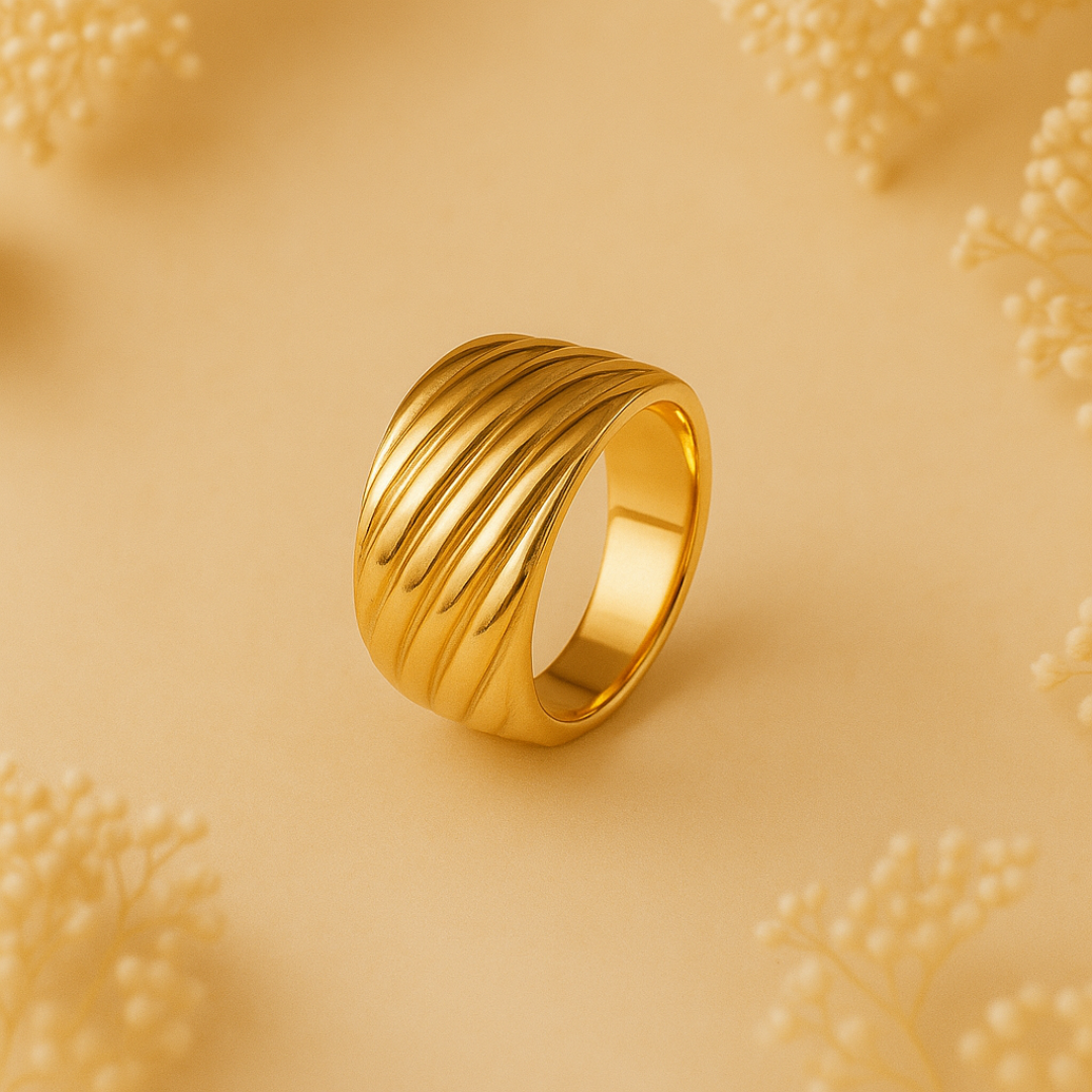 Zariva Anti-Tarnish Twisted Dome Ring for Women