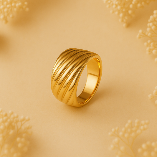 Zariva Anti-Tarnish Twisted Dome Ring for Women