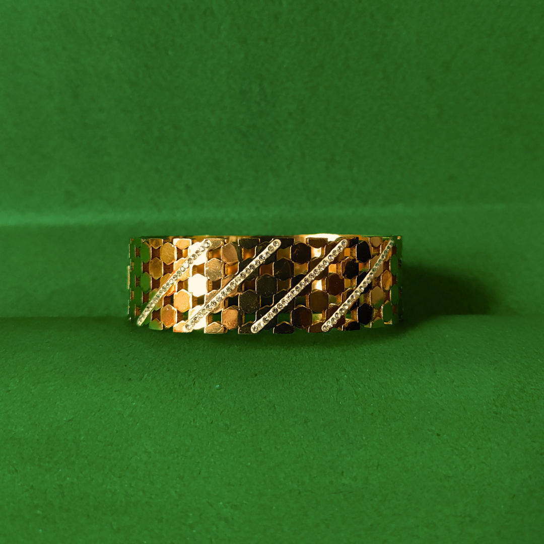 Zariva Anti-Tarnish Contemporary Hexagon Gold Bangle Bracelet